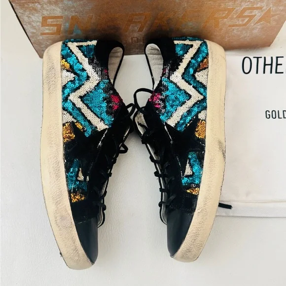 Golden goose GGDB super star full paillette black and blue glitters sneakers - Picture 4 of 14